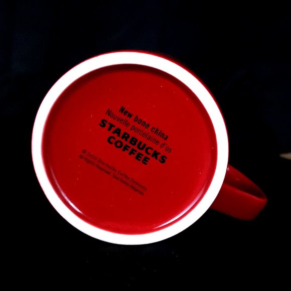 Starbucks 2010 New Bone China Etched Logo Mug 16oz Color Red and White - Picture 5 of 5